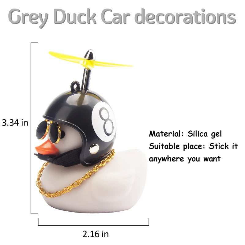 ونوو زينة سيارة على شكل بطة مطاطية من Wonuu - بطة رمادية مع خوذة المروحة ونظارات رائعة - Image 4